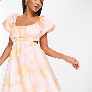 ASOS design cut out puff sleeve mini dress